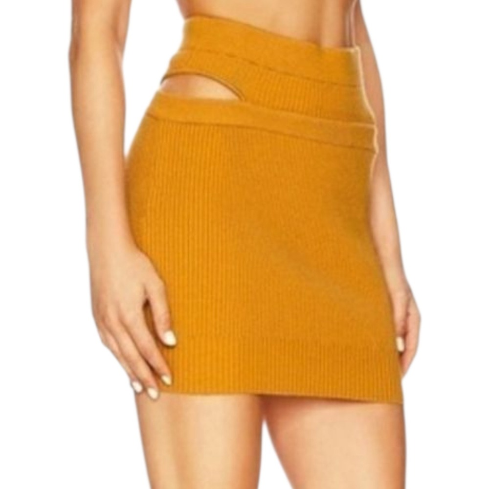 For Love & Lemons Maggie Mini Cutout Skirt Womens XS Knit Coquette Festival Rave